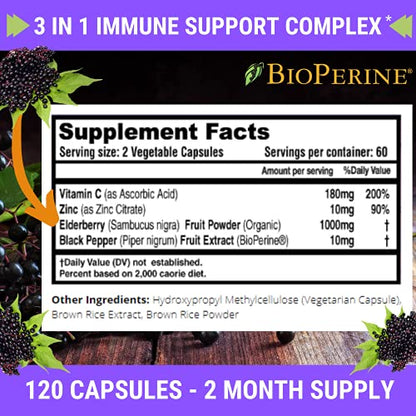 FRESH HEALTHCARE Elderberry Capsules - High Potency Black Elderberry with Zinc FRESH HEALTHCAREUS supplements