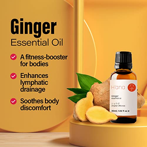 H’ana Pure Ginger Oil for Belly Fat & Pain - 100% Natural Therapeutic Grade Ginger Essentia H'anaAu supplements