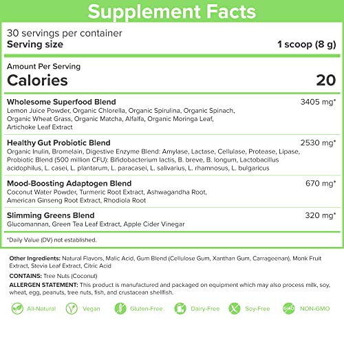 SkinnyFit Mango Splash Skinny Greens, Green Juice Superfood Powder, Natural Energy SkinnyFitUS supplements