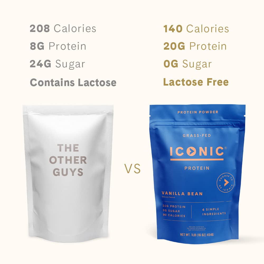 ICONIC Protein Powder, Vanilla Bean - Sugar Free, Low Carb Protein Powder - Lactose Free ICONICUS supplements