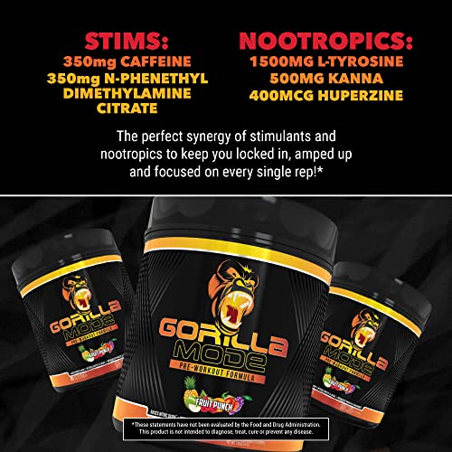Gorilla Mode Pre Workout - Massive Pumps · Laser Focus · Energy · Power - L-Citrulline Gorilla MindAu supplements