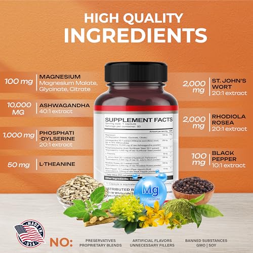 CORTISOL SHIELD 9 IN 1 - 15,250mg Magnesium + Ashwagandha with Phosphatidylserine ULTRA HERBSUS supplements