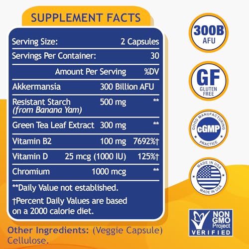 300 Billion AFU Akkermansia Muciniphila - Live Akkermansia Probiotics for Women & Men LifeatlasAu supplements