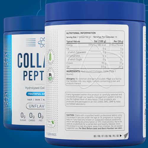 Applied Nutrition Collagen Peptides Powder - Hydrolysed Bovine Collagen Protein, Halal, Healthy Skin, Hair, Nails (Unflavoured) (300g - 15 Servings) Applied NutritionAu supplements