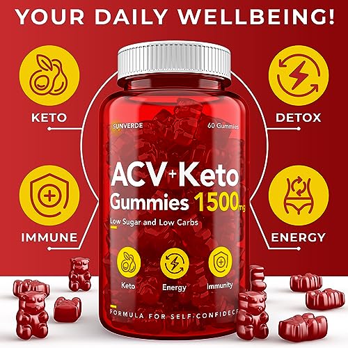 Keto ACV Gummies 1500 mg - Low Sugar Green Apple Flavor - Vegan ACV Keto Gummies SunVerdeUS supplements