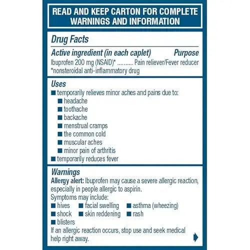 Advil Ibuprofen Coated Caplets Pain Reliever and Fever Reducer 200 Milligram 24Ct AdvilAu supplements
