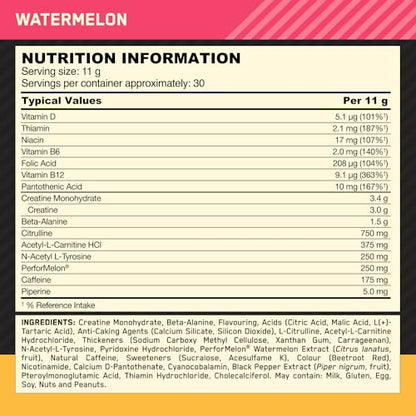 Optimum Nutrition Gold Standard Pre Workout Watermelon Flavoured Powder, 330g Optimum NutritionUS supplements
