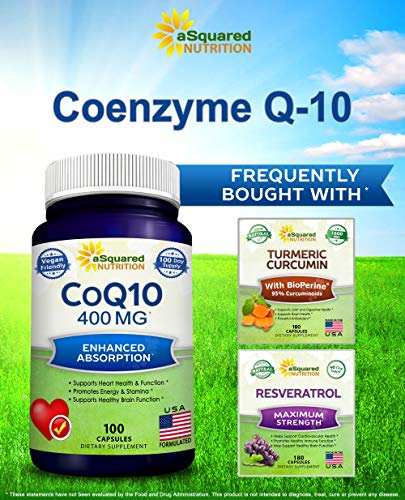 aSquared Nutrition CoQ10 (400mg Max Strength, 100 Veggie Capsules) - High Absorption aSquared NutritionUS supplements