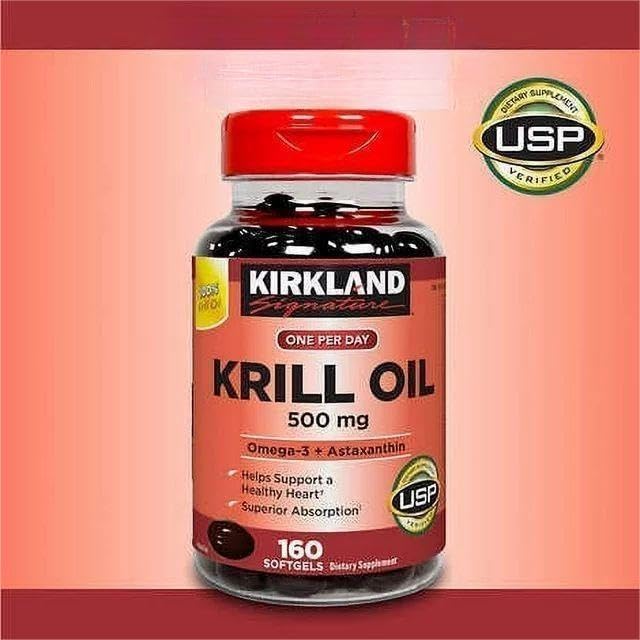 Kir-kland Signature Krill Oil 500 Milligram 160 Softgels healthsupps.co.ukUS supplements
