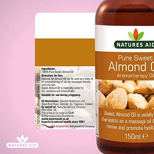 Natures Aid Almond Oil, Pure, Sweet Almond Oil, Massage Oil, Suited to Dry, Sensitive Skin natures aidUS supplements