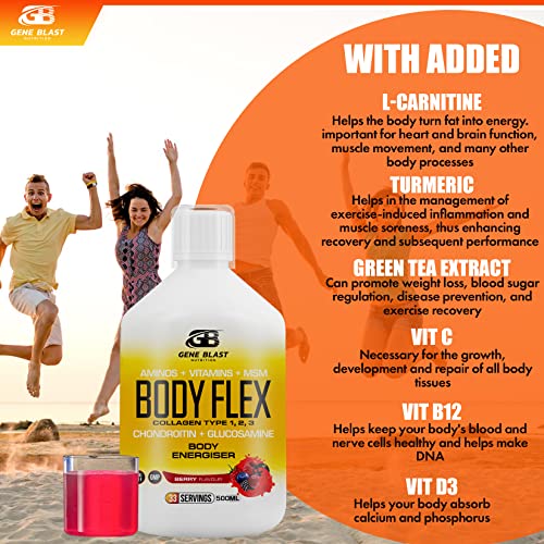Gene Blast Body Flex, Liquid Joint Supplement w/Hydrolysed Collagen Type1 2 3 Plus Glucosamine GENE BLASTUS supplements