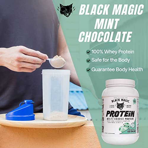 Worldwide Nutrition Bundle, 2 Items: Black Magic Multi-Source Protein Powder - Whey, Egg Albumin Enzymes, Micellar Casein & MCTs - Muscle Mass Gaining - Mint Chocolate Flavor - 2 LB and Keychain Worldwide NutritionAu supplements