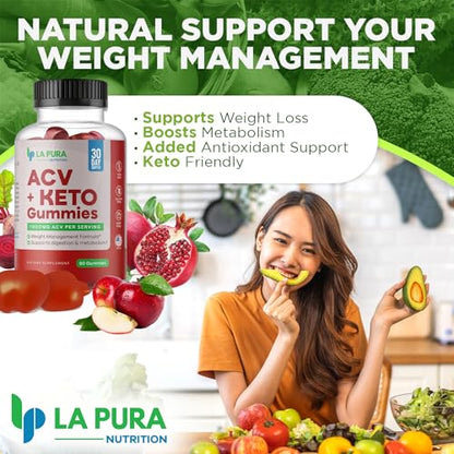 LaPura ACV 1000 mg + Keto Gummies for Weight Loss, 60 Gummies - 1000 mg Apple Cider LaPuraUS supplements