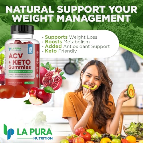 LaPura ACV 1000 mg + Keto Gummies for Weight Loss, 60 Gummies - 1000 mg Apple Cider LaPuraAu supplements