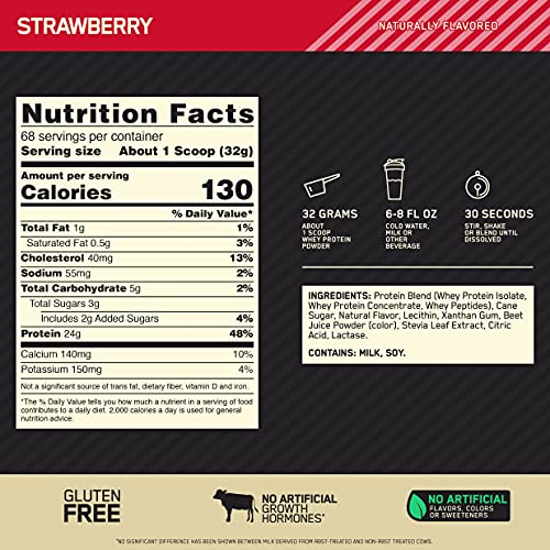 Optimum Nutrition Gold Standard 100% Whey Protein Powder, Naturally Flavored Strawberry Optimum NutritionUS supplements