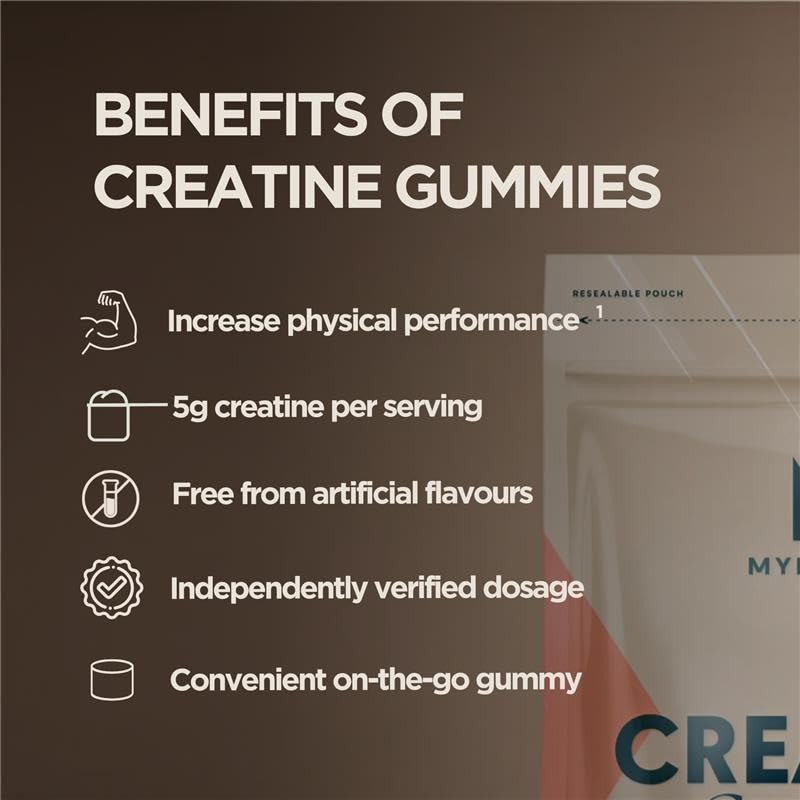 Myprotein Creatine Gummies, 5g Creatine Monohydrate per Serving, Peach, 90 Count, 18 Servings, Chewable Post/Pre Workout Strength & Recovery Sports Nutrition Supplement, Vegan, Non-GMO MyproteinAu supplements