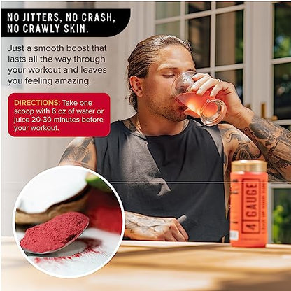4 Gauge Natural Preworkout Without The Jitters | 30 Servings | Nitric Oxide Booster 4 GaugeUS supplements