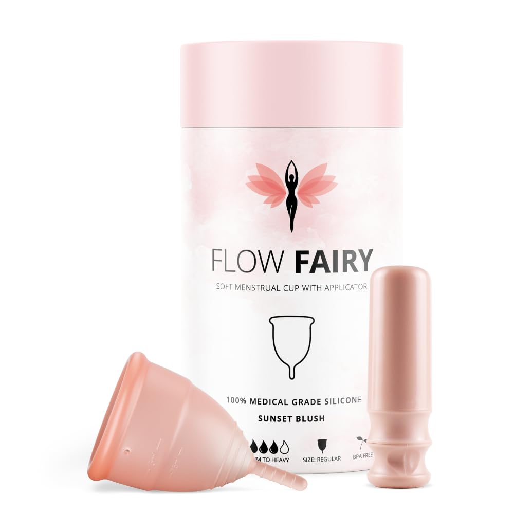 Flow Fairy Reusable Menstrual Cup with Applicator for Easy Insertion- 100% Medical Grade Silicone Period Cup Flow FairyAu supplements