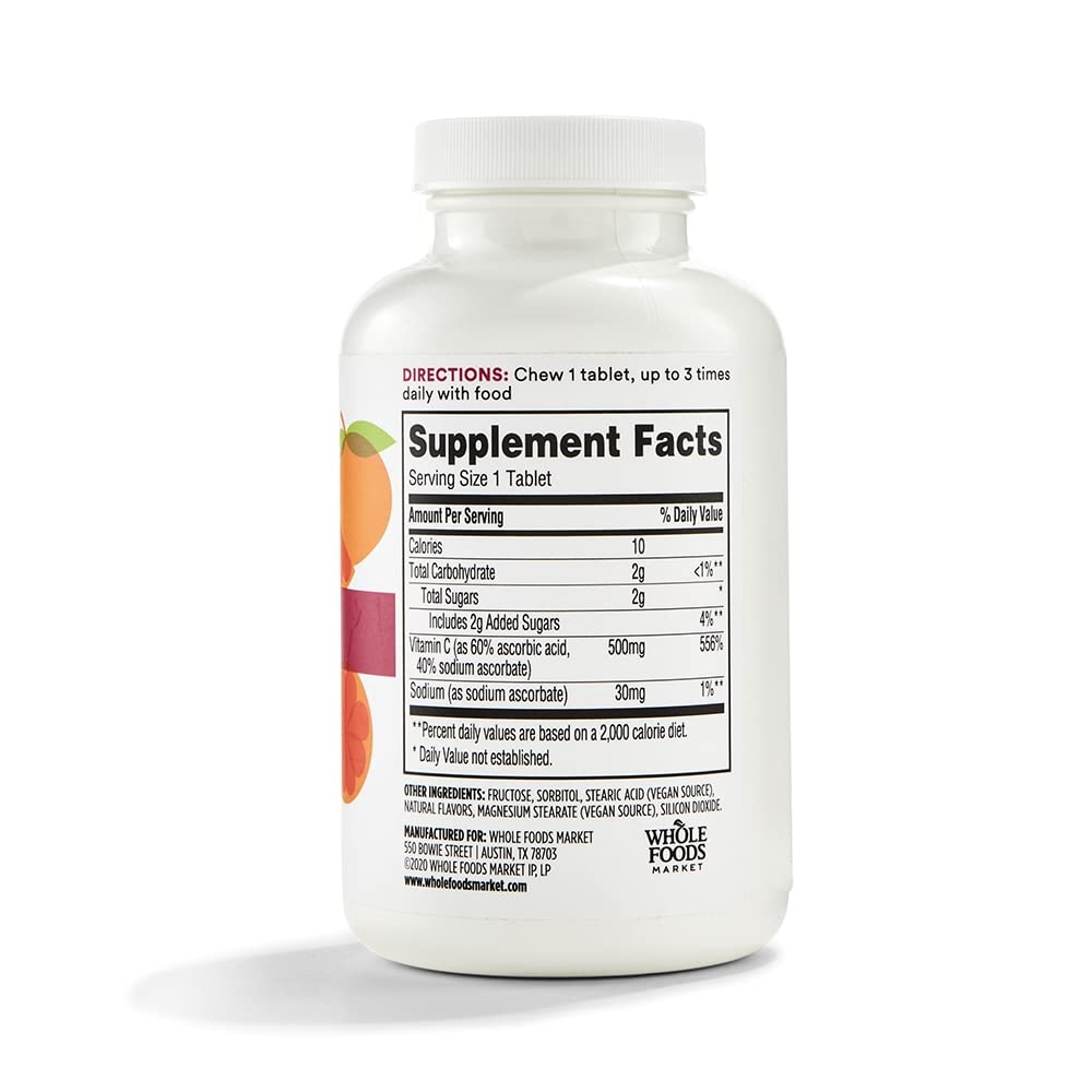 365 by Whole Foods Market, Vitamin C Chewable 500Mg, 100 Tablets 365 by Whole Foods MarketUS supplements