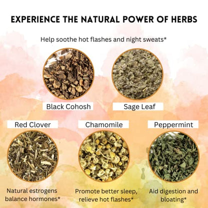 Menopause Tea for Cooling, Hormonal Balance, Relief from Hot Flashes, Night Sweats PCOS Herbal TeaUS supplements