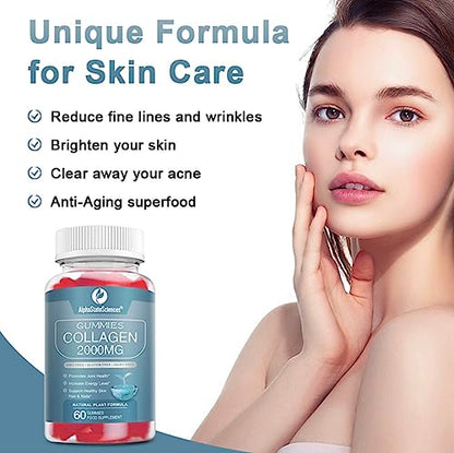 **New**Advanced Collagen Gummies 2000mg - Promote Skin Elasticity, Hair Growth, and Joint Health - Delicious Berry AlphaStateSciencesUS supplements