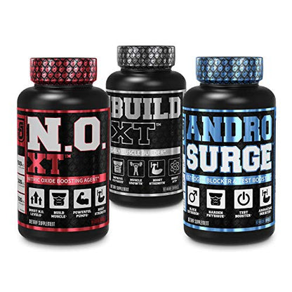 Jacked Factory N.O. XT Nitric Oxide Supplement, Build-XT Muscle Builder, & Androsurge Jacked FactoryUS supplements