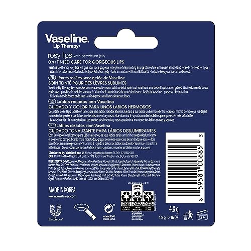 Vaseline Lip Therapy Care Rosy, Fast-Acting Nourishment, Ideal for Chapped, Dry, Cracked, or Damaged Lips, Lip Balm, 4-Pack, 0.16 Oz Each VaselineAu supplements