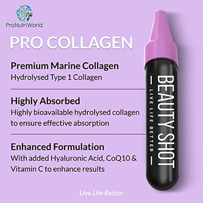ProNutriWorld Marine Collagen Peptides Shots, Hyaluronic Acid and CoQ10 ProNutriWorldUS supplements