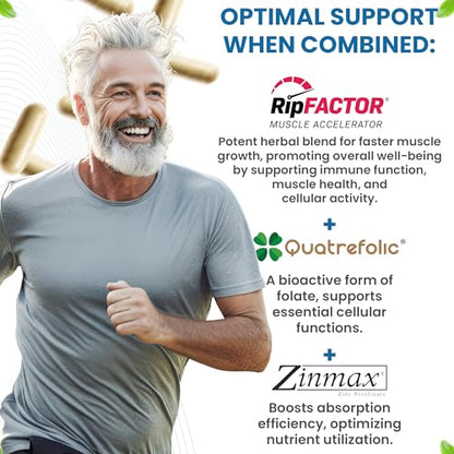 Advanced Muscle Building Supplement for Men with RipFactor, Zinc Picolinate, Vitamin D3 Revival PointUS supplements