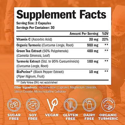 Green Tea Extract Capsules - Green Tea Supplement with Organic Turmeric Curcumin Vimerson HealthUS supplements
