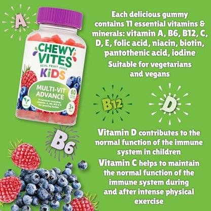 Chewy Vites Kids Multivitamin Advance 60 Gummy Vitamins | 11 Essential Nutrients CHEWY VITESUS supplements