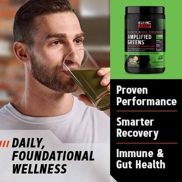 GNC AMP Amplified Greens Superfoods Performance Blend - Vegan Athlete Superfood Drink - Blueberry Pomegranate - 9.9 Oz (30 Servings) GNCAu supplements