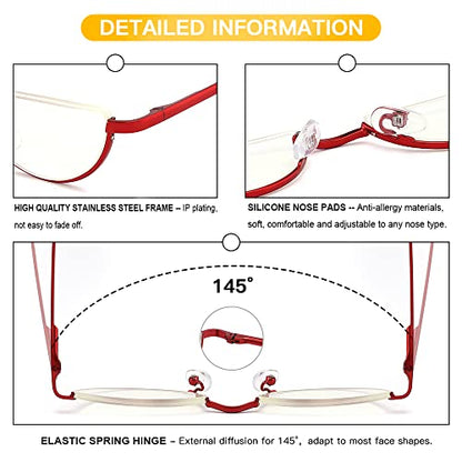 Yiwaeye 3 Pack Half Moon Reading Glasses Anti Blue Light UV, Half Frame Semi Lens Slim YiwaeyeUS supplements