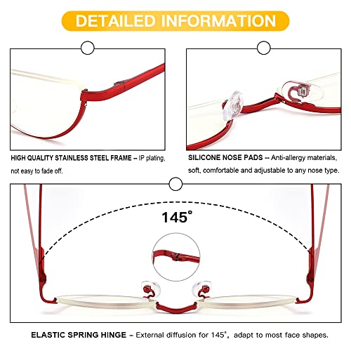 Yiwaeye 3 Pack Half Moon Reading Glasses Anti Blue Light UV, Half Frame Semi Lens Slim YiwaeyeAu supplements