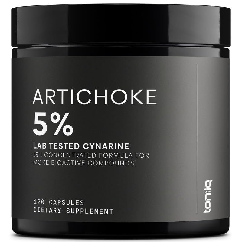 Toniiq Artichoke Extract 15:1 – with 5% Cynarin (60 mg) – 120 Vegan Capsules – Liver & Digestive Support - Lab Tested - Non-GMO ToniiqAu supplements