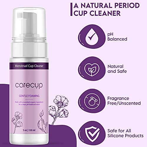 CareCup Menstrual Cup Cleaner - Unscented Foaming Sterilizer Wash for Silicone Period discs - Wipes Clean CareCupAu supplements