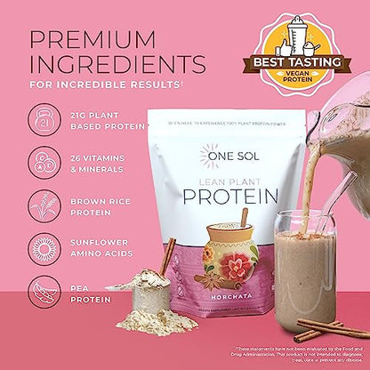 One Sol Lean Plant Protein Powder Horchata, Low Carb, Gluten Free One SolUS supplements