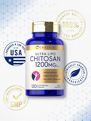 Carlyle Chitosan Supplement 1200mg | 120 Quick Release Capsules | Non-GMO CarlyleAu supplements