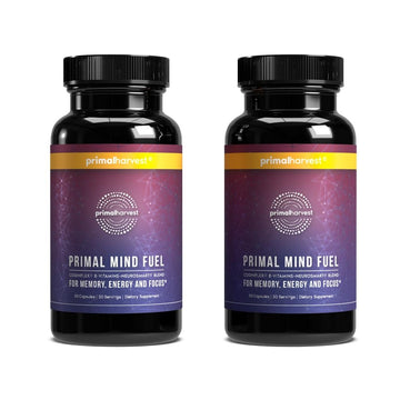 Primal Harvest Brain Supplement, Primal Mind Fuel Brain Booster for Focus, Energy, Clarity, Memory Brain Health 30 Capsules Nootropics Brain Support Supplement for Men and Women (2 Pack (30 Count)) Primal HarvestAu supplements