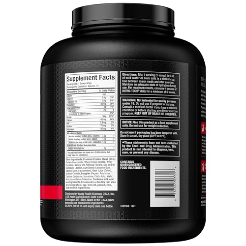 Whey Protein Powder, MuscleTech Nitro-Tech Whey Protein Isolate & Peptides, Protein MuscleTechUS supplements