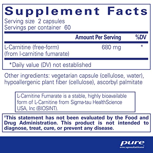Pure Encapsulations L-Carnitine Fumarate | Hypoallergenic Supplement Support for Enhanced Pure EncapsulationsAu supplements