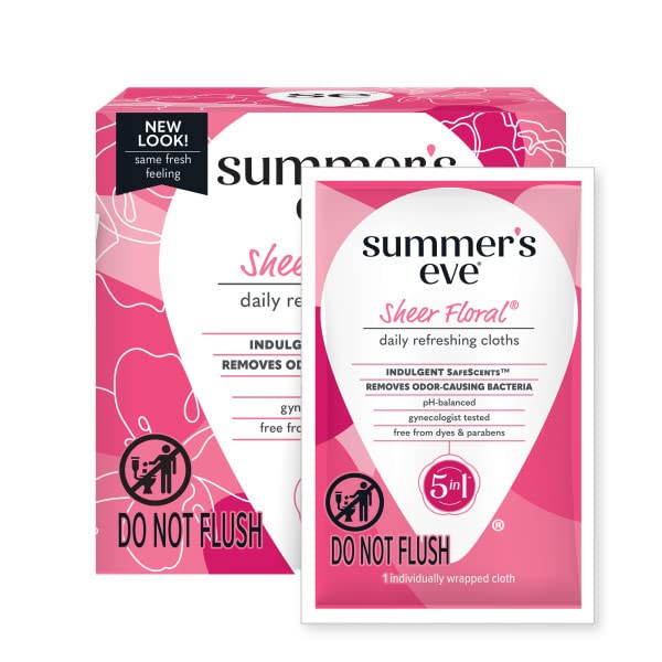 Summer's Eve Sheer Floral Daily Refreshing Feminine Wipes, Removes Odor, pH balanced, 16 count, (Pack of 8) Summer's EveAu supplements