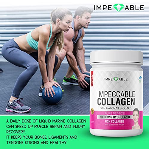 IMPECCABLE Collagen Premium 10.000 mg Pure peptide hydrolyzed Marine Collagen Powder ImpeccableAu supplements