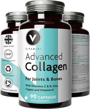 Premium Advanced Collagen Complex for Joint and Bone Health – High Strength Marine Collagen with Vitamin D3, Zinc, and Copper V VitaminiAu supplements