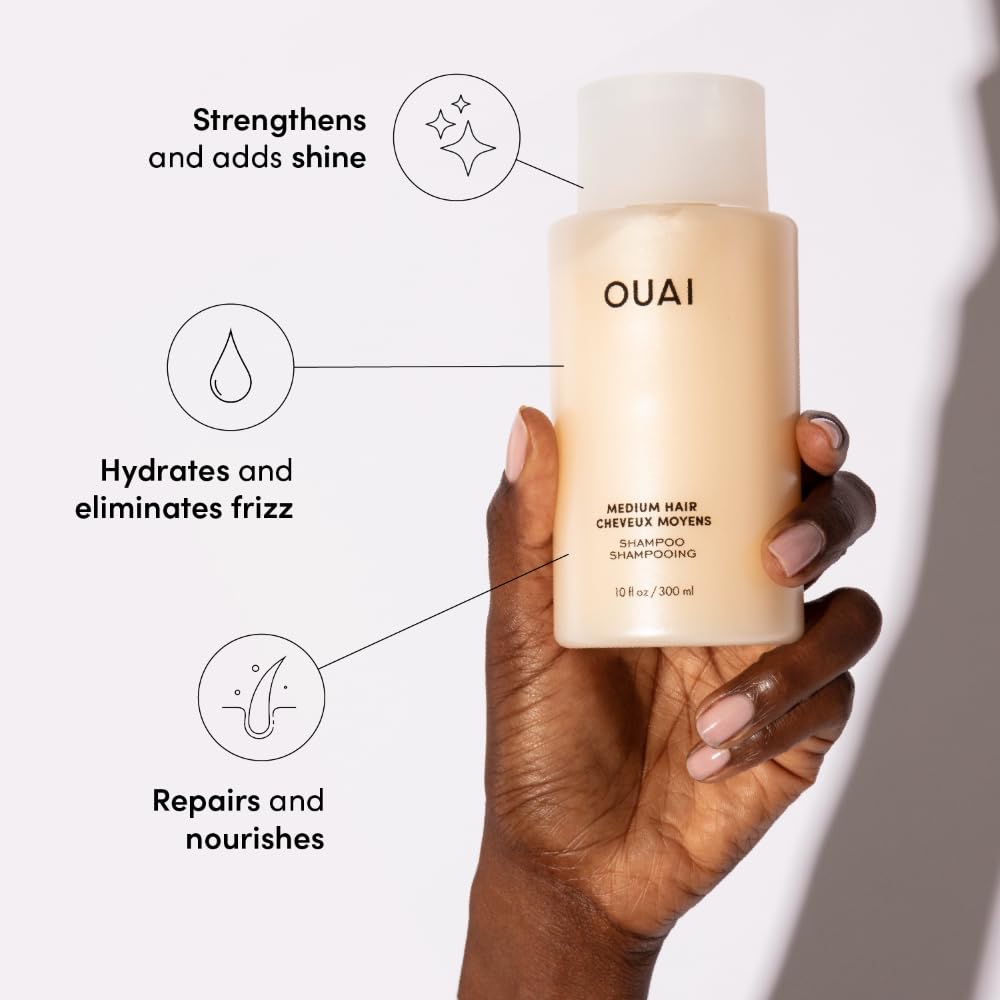 OUAI Medium Hair Shampoo & Conditioner Set, Travel Size - Hydrating Shampoo & Conditioner - With Coconut Oil, Babassu, Kumquat Extract & Keratin - Sulfate, Paraben & Phthalate Free (3 Oz) OUAIAu supplements