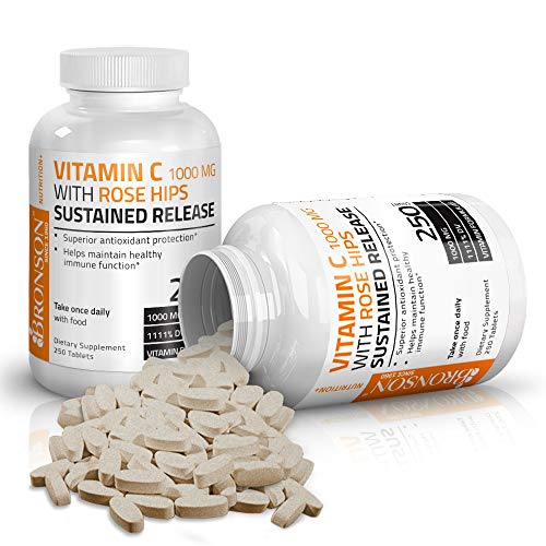 Bronson Vitamin C 1000 mg with Rose Hips Sustained Release, 250 Tablets BronsonAu supplements