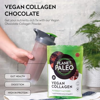 Planet Paleo Vegan Collagen (Chocolate, 255g) - Vegan Collagen Powder - High Protein Planet PaleoUS supplements