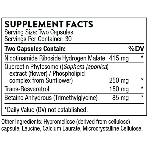 THORNE ResveraCel - Nicotinamide Riboside with Quercetin Phytosome and Resveratrol THORNEUS supplements