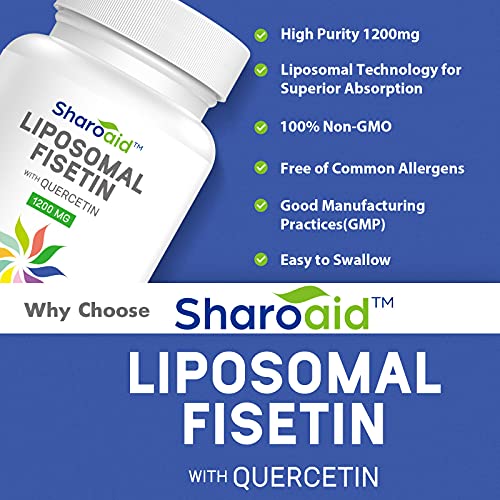 Sharoaid Liposomal Fisetin with Quercetin Supplements 1200 mg per Serving,High Absorpti SharoaidUS supplements