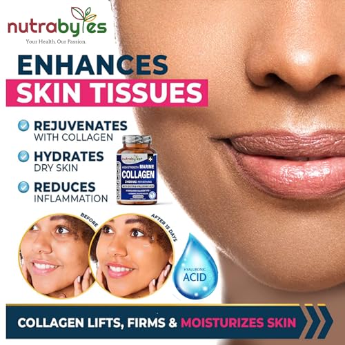 High Strength Marine Collagen 2400mg with Hyaluronic Acid 100mg, Biotin, Vitamin C, D3, B12 and Silica NUTRABYTESAu supplements